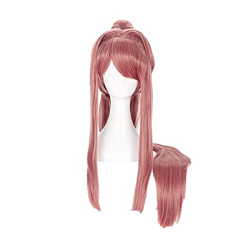 Doki Doki Literature Club Monika Cosplay Wigs Long Straight Heat Resistant Synthetic Hair Wig + Wig Cap von LINGCOS