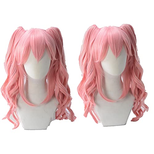 FGO Fate Grand Order Servant Caster Tamamo no Mae Cosplay Wig Curly Pink Synthetic Hair + Wig Cap von LINGCOS