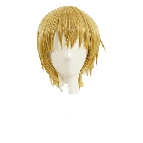Fate/Stay Night Gilgamesh Cosplay Wig Short Golden Blonde Heat Resistant Synthetic Hair Wig + Wig Cap von LINGCOS