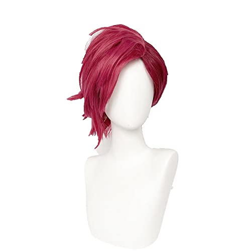 Game Arcane Vi Cosplay Wig VI 30cm Deep Rose Short Heat Resistant Synthetic Hair Woman And Man Role Play Wigs + Wig Cap von LINGCOS