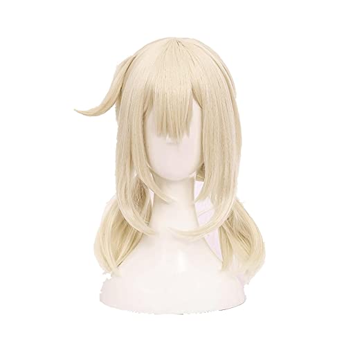 Game Genshin Impact Klee Cosplay Wig Blonde Ponytails Heat Resistant Synthetic Hair Anime Cosplay Wigs + Wig Cap von LINGCOS