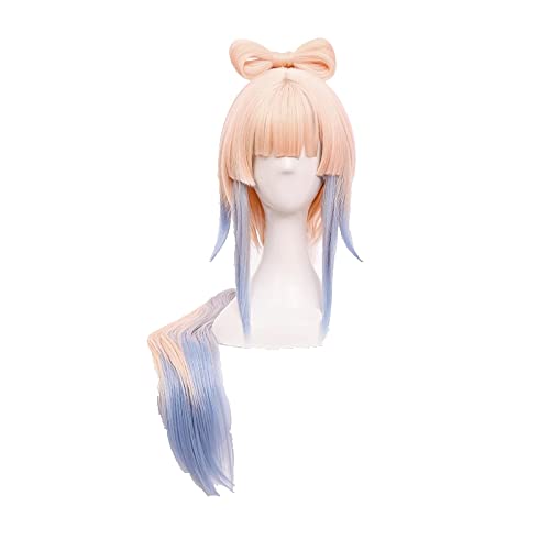 Game Genshin Impact Kokomi Cosplay Wig Long Light Pink Blue Heat Resistant Synthetic Hair Wigs + Wig Cap von LINGCOS