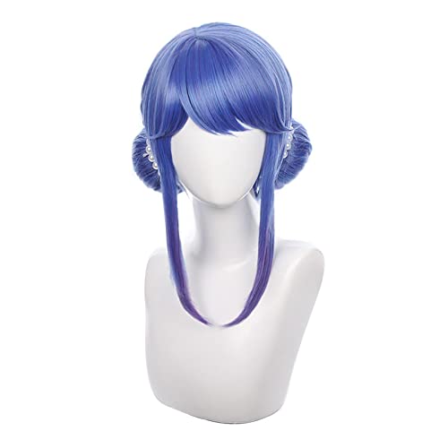 Game Sona Buvelle Cosplay Wig Women Maven of the Strings Blue Short Hair with Buns Sona Wigs von LINGCOS