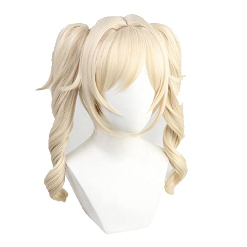 Genshin Impact Babara Short Curly Light Golden Cosplay Wig Heat Resistant Synthetic Hair Halloween Carnival Party + Wig Cap von LINGCOS