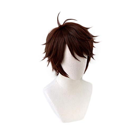 Haikyuu!! Aoba Johsai Toru Oikawa Tooru Dark Brown Short Wig Cosplay Costume Heat Resistant Synthetic Wigs + Wig Cap von LINGCOS