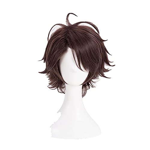 Haikyuu!! Volleyball Toru Oikawa Tooru Cosplay Wigs Short Brown Shaggy Layered Heat Resistant Synthetic Hair Wig + Wig Cap von LINGCOS