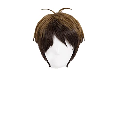 Haikyuu!! Volleyball Ushijima Wakatoshi Cosplay Wig Short Camel Ombre Heat Resistant Synthetic Hair Wig + Wig Cap von LINGCOS