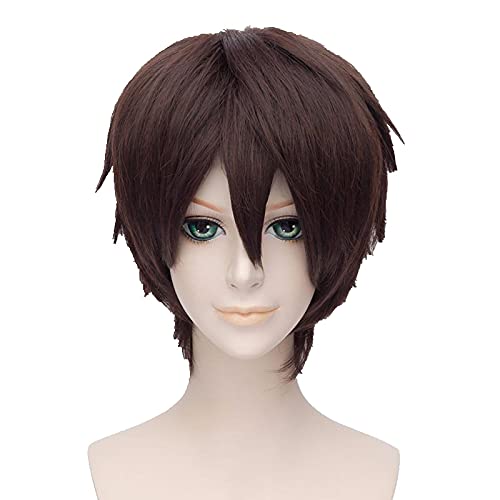 Hakuouki Souji Okita Cosplay Wig Short Brown Synthetic Hair +Wig Cap von LINGCOS