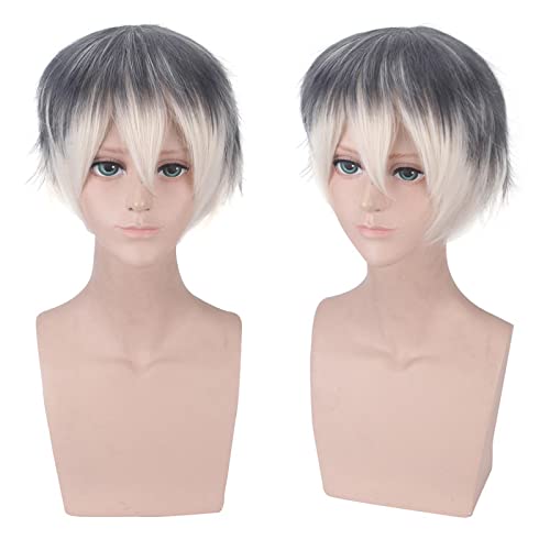 Halloween Cosplay Anime Fancy Wig Idolish7 ReVale 35cm Gradient Heat Resistant Synthetic Hair Cosplay Wig Short Straight Wig von LINGCOS