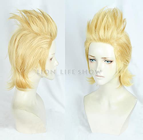 Halloween Cosplay Mirio Toogata Golden Wig Cosplay Boku no Academia Cosplay Role Play Hair + Wig Cap von LINGCOS