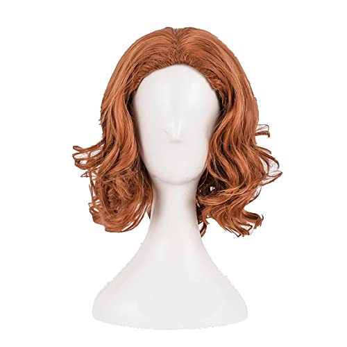 Infinity War Black Widow Natasha Romanoff Cosplay Wigs Short Curly Heat Resistant Synthetic Hair Wig + Wig Cap von LINGCOS