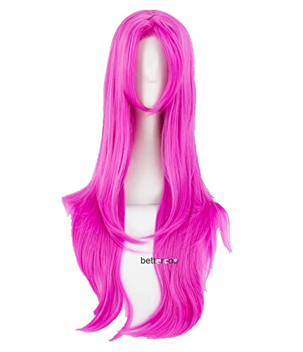 JoJos Bizarre Adventure Golden Wind Diavolo Cosplay Wig 80cm Long Rose Red Heat Resistant Synthetic Hair Wig + Wig Cap von LINGCOS