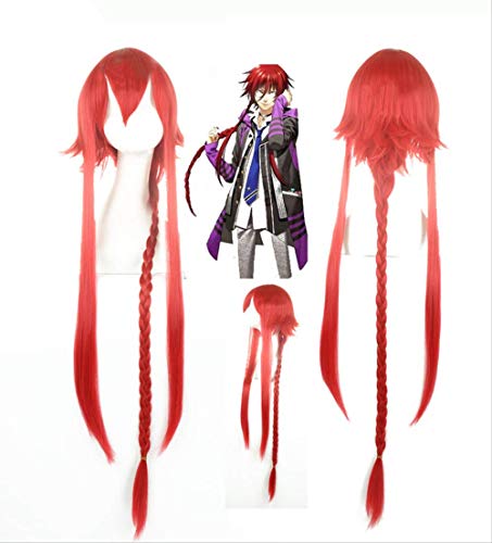 Kamigami No Asobi Loki Laevatein Cosplay Wigs for Women Man Unisex Synthetic Wig Long Braid Straight Fake Hair Red Anime Hallowe von LINGCOS