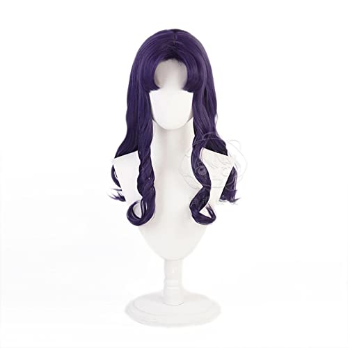 Katsuragi Misato Cosplay Wig Women Purple Long Wavy Fake Hair Katsuragi Anime Role Play Wigs von LINGCOS