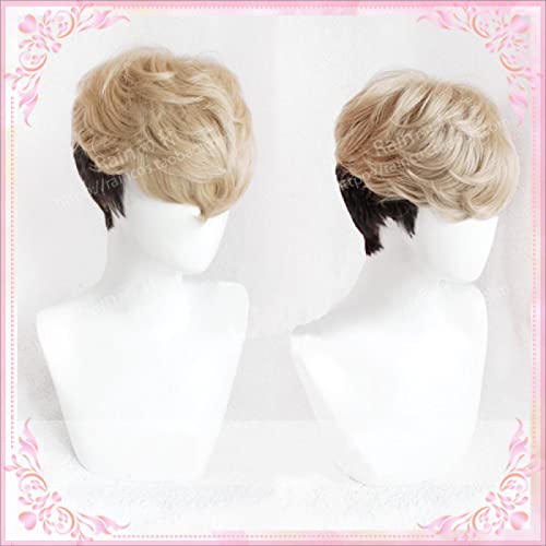 Killing Stalking SangWoo Short Linen Brown Black Ombre Heat Resistant Cosplay Wig von LINGCOS