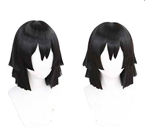 : Kimetsu no Yaiba Iguro Obanai Cosplay Wig Black Synthetic Hair + Wig Cap von LINGCOS