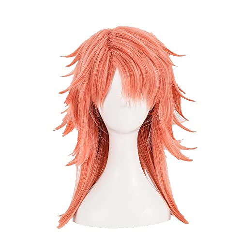 Kimetsu no Yaiba Sabito Cosplay Wigs Pink Orange Heat Resistant Synthetic Hair Wig + Wig Cap von LINGCOS