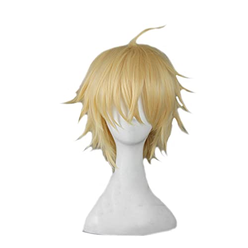 Mikaela Hyakuya Cosplay wig Seraph Of The End Cosplay Short Light Blond Wig Heat Resistant Synthetic hair Anime Wigs von LINGCOS