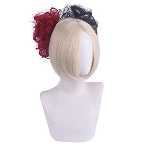 Movie Role Play Wig Suicide 2 Squad Harley Cosplay Quinn Black Red Yellow Mix Color Wig Halloween Cos Props von LINGCOS