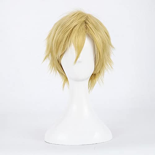 Neito Monoma Cosplay Wig Short Linen Blonde Heat Resistant Synthetic Hair Wig + Wig Cap von LINGCOS