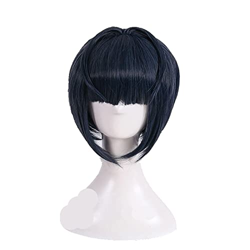 P5 Persona 5 Tae Takemi Cosplay Wig Short Blue Black Mixed Heat Resistant Synthetic Hair Wig + Wig Cap von LINGCOS