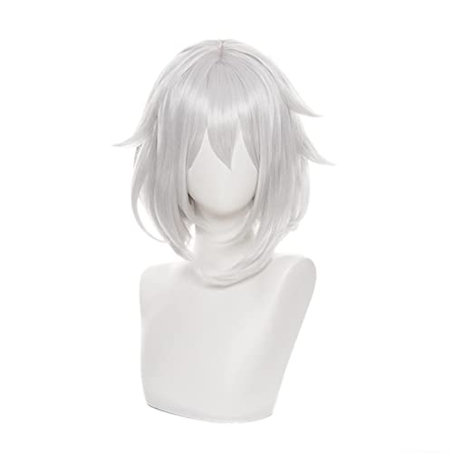 Paimon Cosplay Wig Game Genshin Impact Paimon Cosplay NPC Short Bob Heat Resistant Synthetic Hair von LINGCOS