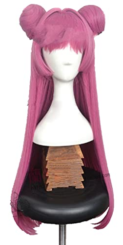 RUBY MOON Cosplay Wigs Rose Red Long Straight Synthetic Hair with Chip buns + wig cap von LINGCOS