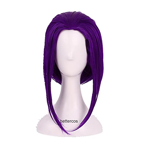 Raven Cosplay Wigs 35cm Bob Purple Short Heat Resistant Synthetic Hair Wig + Wig Cap von LINGCOS