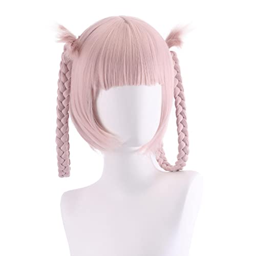 Role Play Wig For Anime Call of The Night Nanakusa Nazuna Cosplay Wig Pink with Double Braid Grayish Wigs von LINGCOS