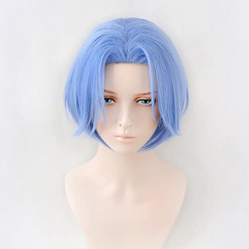 SK∞ Langa Cosplay Wig Light Blue Short Straight Middle Part Mullet Hair Heat Resistant SK8 the Infinity SK Eight Men Women Short von LINGCOS