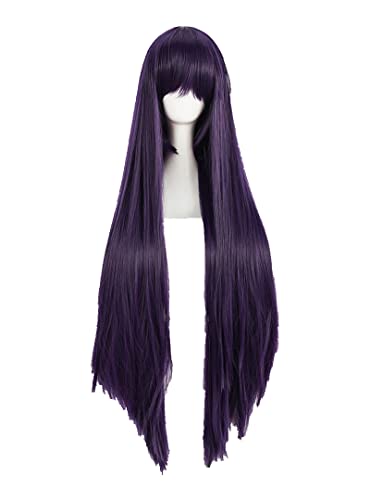 Sailor Mars Rei Hino Cosplay Wig 100CM Long Straight Purple Black Heat Resistant Synthetic Hair Wigs + Wig Cap von LINGCOS