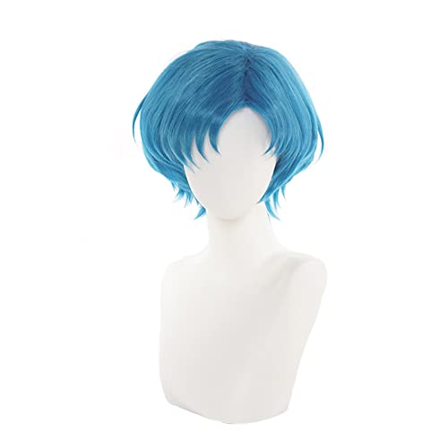 Sailor Mercury Mizuno Ami Styled Cosplay Wig Short Cyan Blue Heat Resistant Synthetic Hair Wig + Wig Cap von LINGCOS