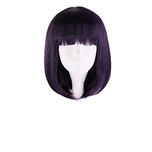 Sailor Saturn Wig Cosplay Wigs Tomoe Hotaru 35cm Purple Black Mix Short Bobo Synthetic Hair Wigs + Wig Cap von LINGCOS