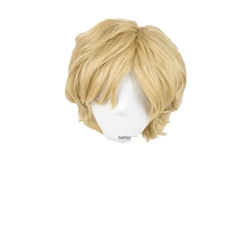 Sailor Uranus Tenoh Haruka Cosplay Wig Short Linen Blonde Heat Resistant Synthetic Hair Wigs + Wig Cap von LINGCOS