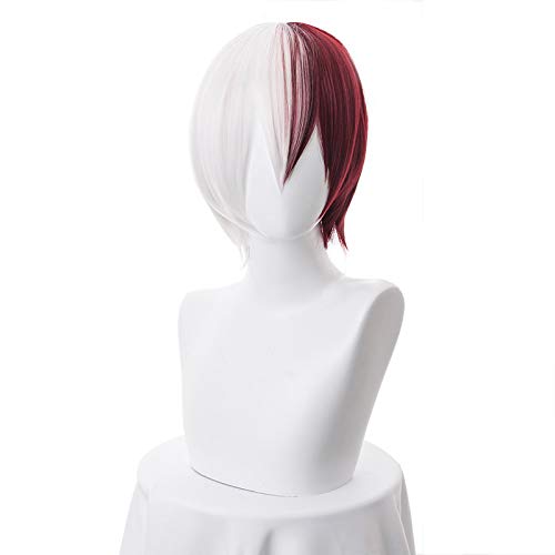 Shoto Todoroki Shouto White And Red Cosplay Wig+Wig Cap von LINGCOS