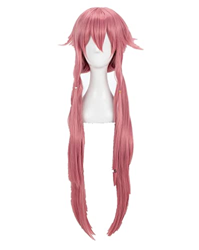 The Future Diary Yuno Gasai Cosplay Wig 80cm Long Pink Straight Heat Resistant Synthetic Hair Wig + Wig Cap von LINGCOS