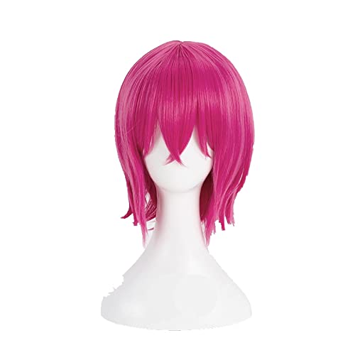 The Seven Deadly Sins Gowther Cosplay Wigs Short Rose Red Heat Resistant Synthetic Hair Wig + Wig Cap von LINGCOS