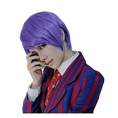 Tokyo Ghoul Shuu Tsukiyama Purple Short Synthetic Hair Cosplay Wig For Halloween Party Costume + Wig Cap von LINGCOS