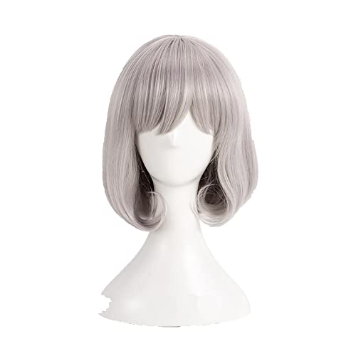 Touken Ranbu Honebamitoushirou Cosplay Wig Short Mixed Grey Heat Resistant Synthetic Hair Wig + Wig Cap von LINGCOS