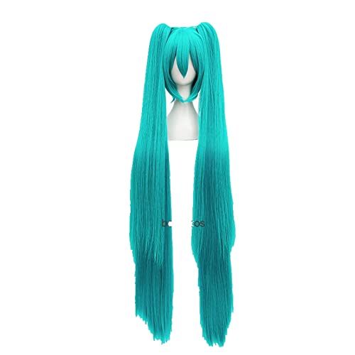 Wig For 5 Colors Vocaloid Miku Cosplay Wig Long Heat Resistant Synthetic Hair Clip Ponytails Wigs + Wig Cap OneSize 11 von LINGCOS