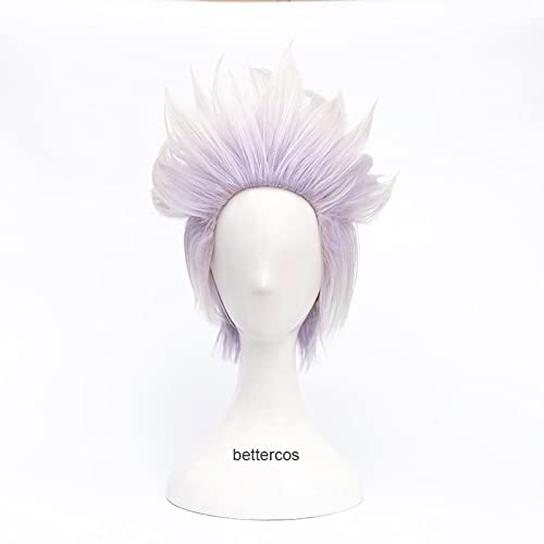 Wig For Anime Cosplay Jujutsu Kaisen Cosplay Gojo Satoru Wig White And Light Purple Mixed Color Cosplay Wigs With Eyepatch+Wig Cap OneSize onlywig von LINGCOS