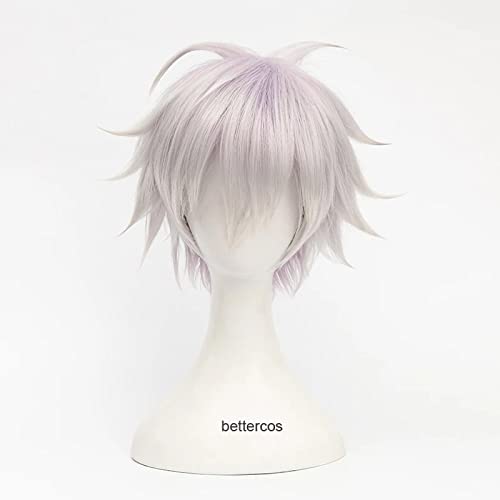 Wig For Anime Cosplay Jujutsu Kaisen Cosplay Gojo Satoru Wig White And Light Purple Mixed Color Cosplay Wigs With Sunglasses +Wig Cap OneSize onlywig von LINGCOS