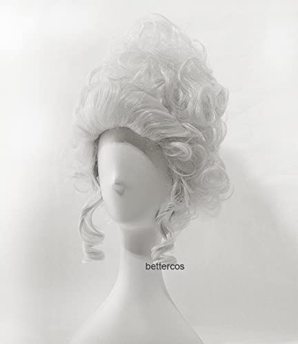 Wig For Marie Antoinette Cosplay Wigs Princess Medium Curly Heat Resistant Synthetic Hair Wig + Wig Cap OneSize Milkblond von LINGCOS