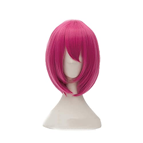 Wig For The Seven Deadly Sins Goats Sin of Lust Gowther Short Rose Red Heat Resistant Hair Cosplay Costume Wig + Free Wig Cap Gray von LINGCOS