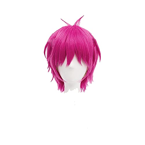 Wig For Tokyo Anime The Disastrous Life of Saiki K. Saiki Kusuo Cosplay Wig Short Pink Synthetic Hair with Hairpins +Wig Cap OneSize onlywig von LINGCOS
