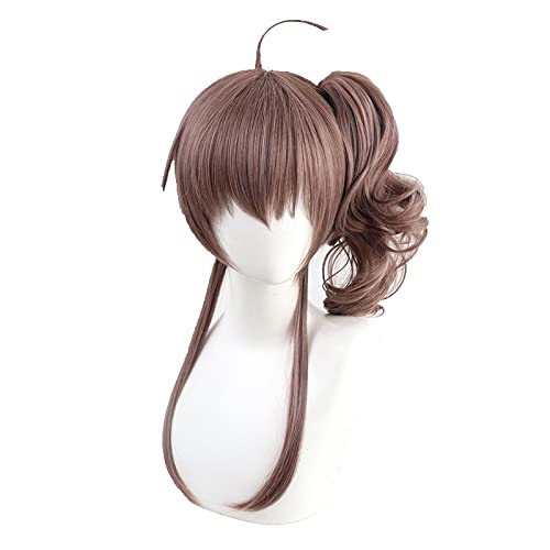 YouTuber Natsuiro Matsuri Cosplay Wig Hoive Brown Curly Synthetic Hair Chip Ponytail + Wig Cap von LINGCOS