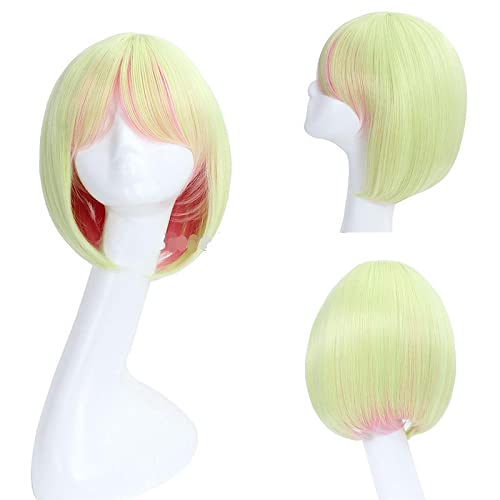no game no life Nogemu Noraifu Tet Short Bob Straight Green Mix Pink Cosplay Anime Wig + Wig Cap von LINGCOS