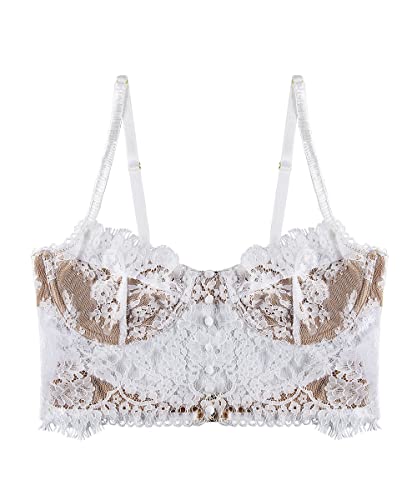 LINGERLOVE Damen Sexy Unterwäsche Blumen BH Spitze Bralette Bauchfrei Camilose Top mit Bügel für Frauen von LINGERLOVE