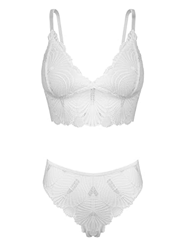 LINGERLOVE Damen Sexy Spitzen Dessous Set Strapsen BH und Höschen Unterwäsche Sets mit Abnehmbare Gepolstert von LINGERLOVE