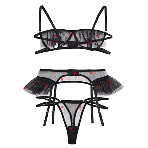 LINGERLOVE Unterwäsche Frauen Sexy Set Erotik Lingerie BH und G-String Öffener Cup Reizwäsche Damen Spitze Dessous L von LINGERLOVE